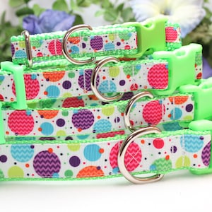 Adjustable Green Polka Dot Collar available in 4 sizes/ Summer Dog Collar/ Girl Dog Collar/ Colorful Collar/ Boy Dog Collar/ Pet Accessory