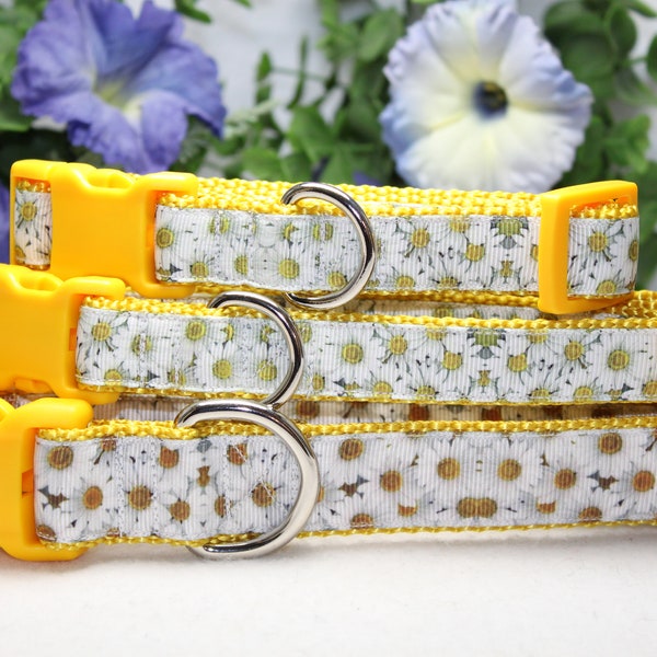 Adorable Yellow Daisy Dog Collar available in 4 sizes/Summer Dog Collar/ Girly Dog Collar/ Floral Dog Collar