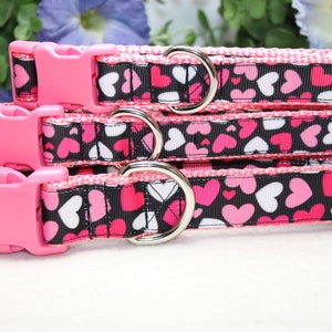 Adjustable Valentine Heart dog collar available in 3 sizes /Pink Valentine Dog Collar/ Girly Dog Collar/Love Dog Collar/ Hearts Dog Collar