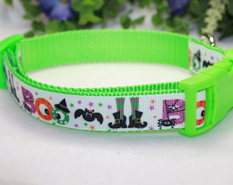 Halloween Dog Collar/ Large "Boo" Dog Collar/ Large Halloween Dog Collar/ Bright Green Halloween Collar