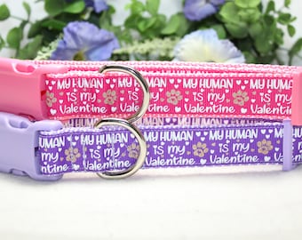 Collare per cani regolabile "I Love My Human" disponibile grande, collare per cani viola, collare per cani rosa, accessorio per cani