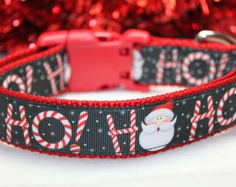 Weihnachts-Hundehalsband „Ho Ho Ho“ – Verstellbar, Nylon, Rot/grün, Für Mittelgroße Bis Große Hunde, 2,5 Cm Breit