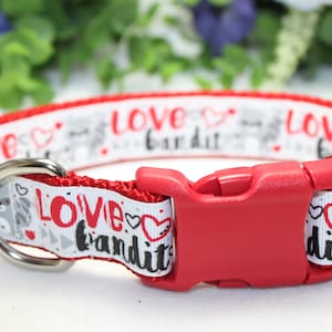 Valentine's Day Dog Collar/ Red "Love Bandit" Dog Collar/ Red Valentine Dog Collar/ Love Dog Collar/ Red Dog Collar/ Valentine Dog Jewelry