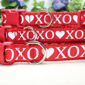 Red Valentine XOXO Dog Collar available in Large, Medium, Small Dog Collar, adjustable dog collar, Love dog collar,  boy collar, girl collar