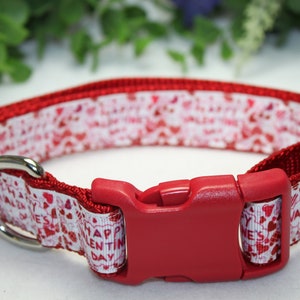 Happy Valentine's Dog Collar/ Red Heart Dog Collar/ Red Valentine Heart Dog Collar/ Love Dog Collar/ Red Dog Collar/ Valentine Dog Jewelry