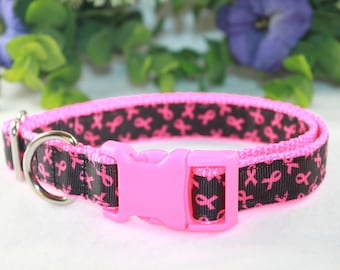Verstelbare hondenhalsband / Borstkanker Awareness hondenhalsband / Middelgrote, kleine en x-kleine hondenhalsband / Meisjeshondenhalsband / Roze hondenhalsband