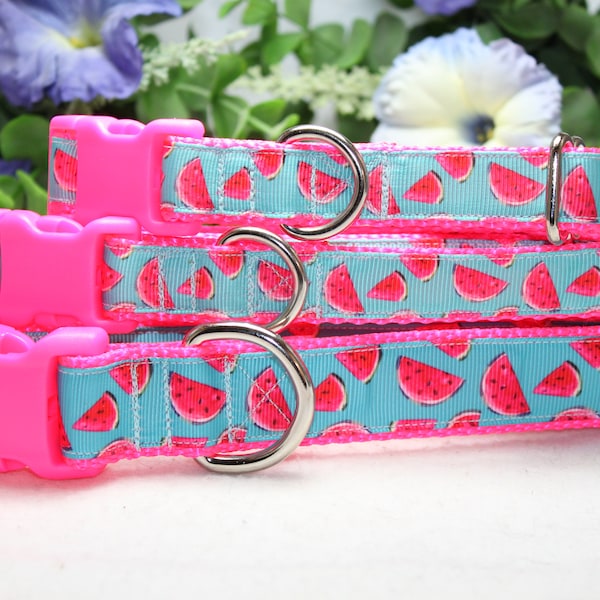 Adjustable Pink Watermelon Dog Collar/ Large, medium, small dog collar/ Summer Dog Collar/  Watermelon Dog Collar