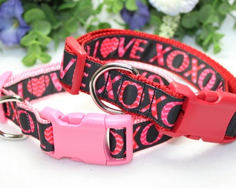 Valentijn hondenhalsband / roze hondenhalsband / rode hondenhalsband / verstelbare kraag / grote, middelgrote, kleine hondenhalsband / jongenshalsband / meisjeshalsband