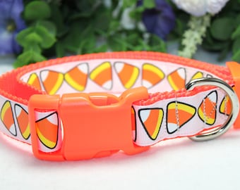 Verstelbare Candy Corn Dog Collar / Halloween halsband / Fall Dog Collar / Dog Accessoires / Jack-O-Lantern Dog Collar