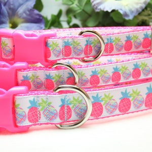 Large Adjustable Colorful Pineapple Dog Collar,  Spring Dog Collar, Summer Dog Collar, Fruit Dog Collar, Dog accessory, Girly Dog Collar,