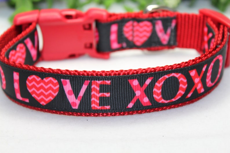 Valentine Dog Collar/ Pink Dog Collar/ Red Dog Collar/ Etsy