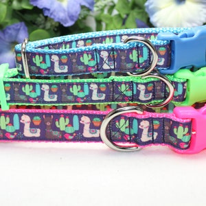 Adjustable Llama Dog Collar/ Large, medium, small dog collar/ Llama and Cactus Dog Collar/ Girl Dog Collar/Boy Collar/ Colorful Dog Collar