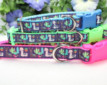 Adjustable Llama Dog Collar/ Large, medium, small dog collar/ Llama and Cactus Dog Collar/ Girl Dog Collar/Boy Collar/ Colorful Dog Collar