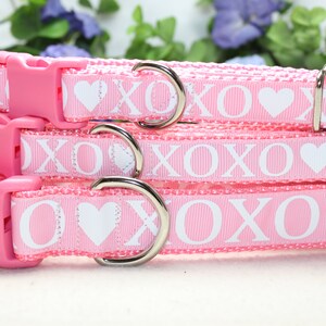 Pink Valentine XOXO Dog Collar available in Large, Medium, Small, adjustable dog collar, Love dog collar,  boy collar, girl collar