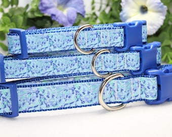 Adjustable Floral Dog Collar/ Large, medium, small dog collar/ Light Blue Floral Dog Collar/ Girly Dog Collar/ Summer Dog Collar