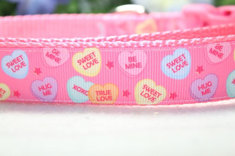 Puede incluir: Cinta rosa con un patr&oacute;n repetido de corazones coloridos con mensajes del D&iacute;a de San Valent&iacute;n como "Sweet Love", "Be Mine", "Hug Me" y "True Love".