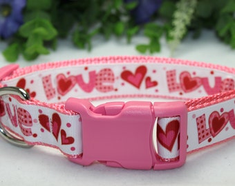 Collare per cani di San Valentino / Collare per cani da ragazza / Collare per cani da ragazzo / Collare per cani d'amore per San Valentino / Collare per cani di grandi dimensioni / Collare regolabile