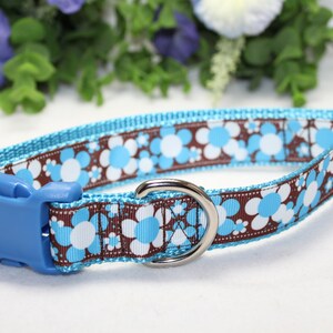 Adjustable Floral Dog Collar/ Large dog collar/ Teal and Brown Floral Dog Collar/ Girl Dog Collar/ Summer Dog Collar
