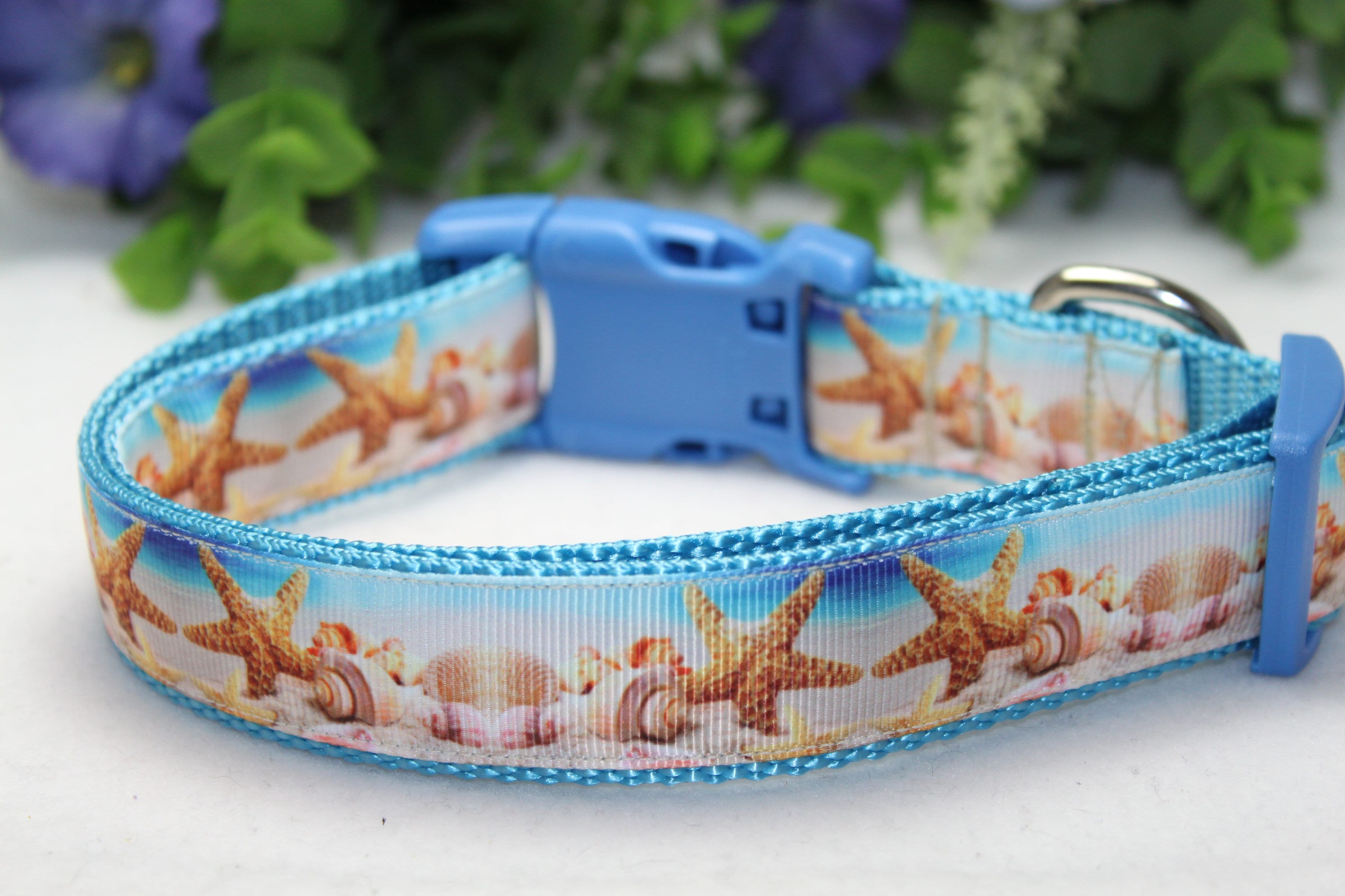 Large Adjustable Dog Collar/ Beach Dog Collar/ Seashell Dog Etsy