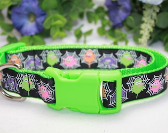 Collar de perro de Halloween / Collar de perro araña grande / Collar de perro araña grande de Halloween / Collar de perro brillante en el collar de perro oscuro