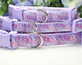 Adjustable Pastel Marble Swirl Dog Collar available in 3 sizes, Girl Dog Collar, Spring Dog Collar, Dog Accessory, Dog Necklace