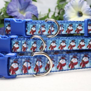 Hundehalsband Schneemann / Hundehalsband Winter / Hundehalsband Weihnachten / Verstellbares Hundehalsband Schneemann / Blaues Hundehalsband