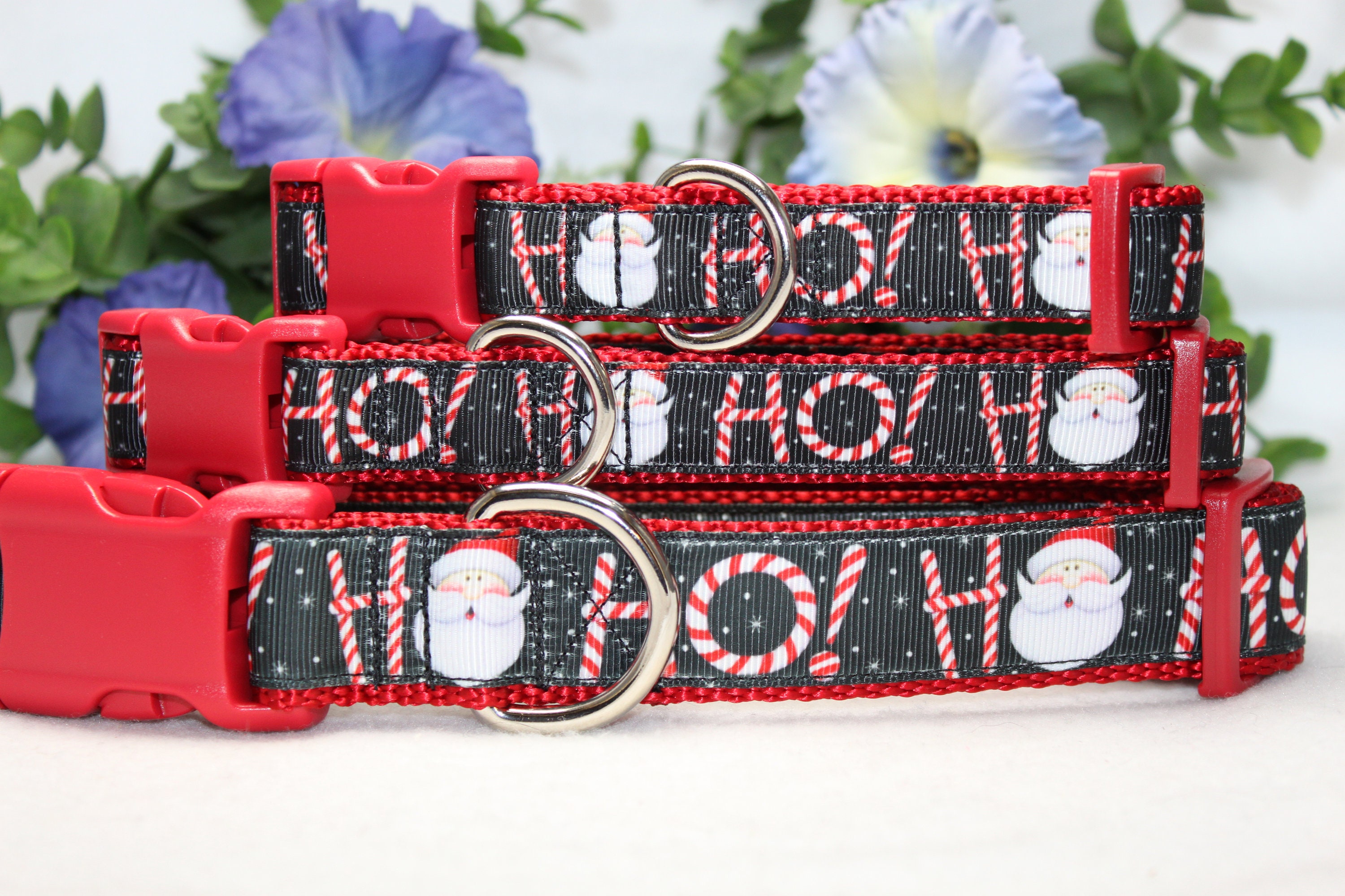 Weihnachts-Hundehalsband Von Caninedesign – „Ho Ho Ho“ In Rot/Grün | Verstellbar, Nylon, Größe M & L