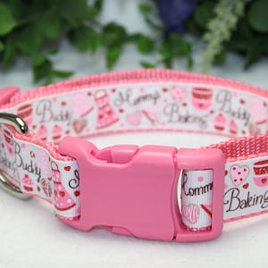 Valentine Dog Collar/ &quot;Mommy&#39;s Baking Buddy&quot; Dog Collar/ Pink Valentine Dog Collar/ Love Dog Collar/ Valentine Dog Jewelry