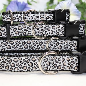 Adjustable Leopard Print Collar available in 4 sizes/ Black and Tan Leopard Dog Collar/ Girl Dog Collar/ Animal Print Dog Collar