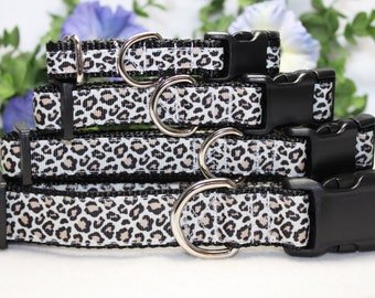 Justerbart leopardmönstrat halsband finns i 4 storlekar / Svart och brunt leopardhalsband för hund / Hundhalsband för flickor / Hundhalsband för djurmönster
