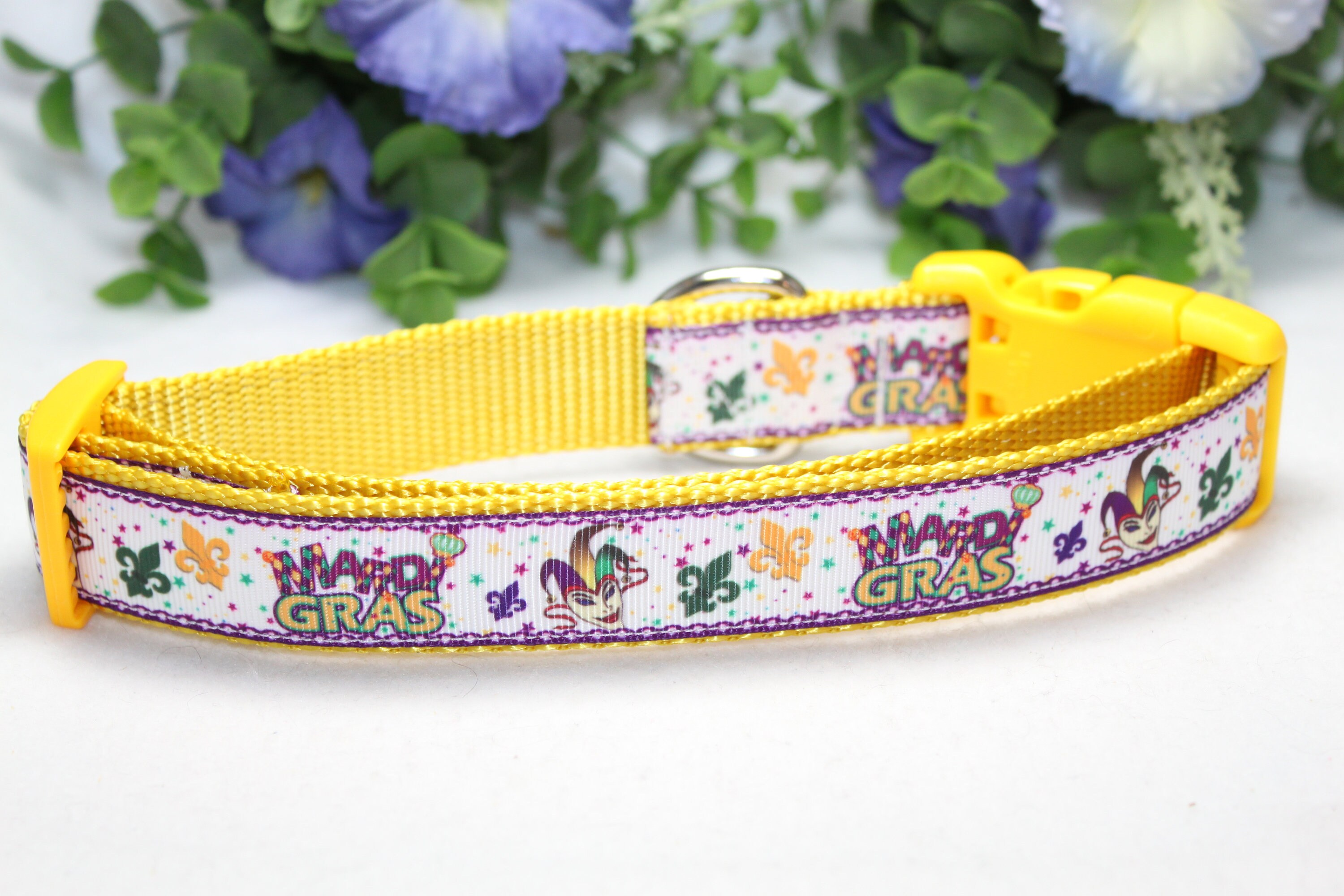 mardi gras dog collar