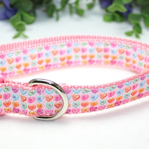 Adjustable Valentine Conversation Heart dog collar available in 3 sizes , Pink Valentine Dog Collar, Love Dog Collar, Hearts Dog Collar image 2