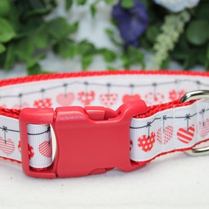 Valentine's Day Dog Collar/ Red Heart Dog Collar/ Red Valentine Heart Dog Collar/ Love Dog Collar/ Red Dog Collar/ Valentine Dog Jewelry