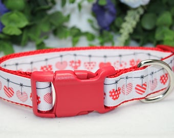 Valentine's Day Dog Collar/ Red Heart Dog Collar/ Red Valentine Heart Dog Collar/ Love Dog Collar/ Red Dog Collar/ Valentine Dog Jewelry