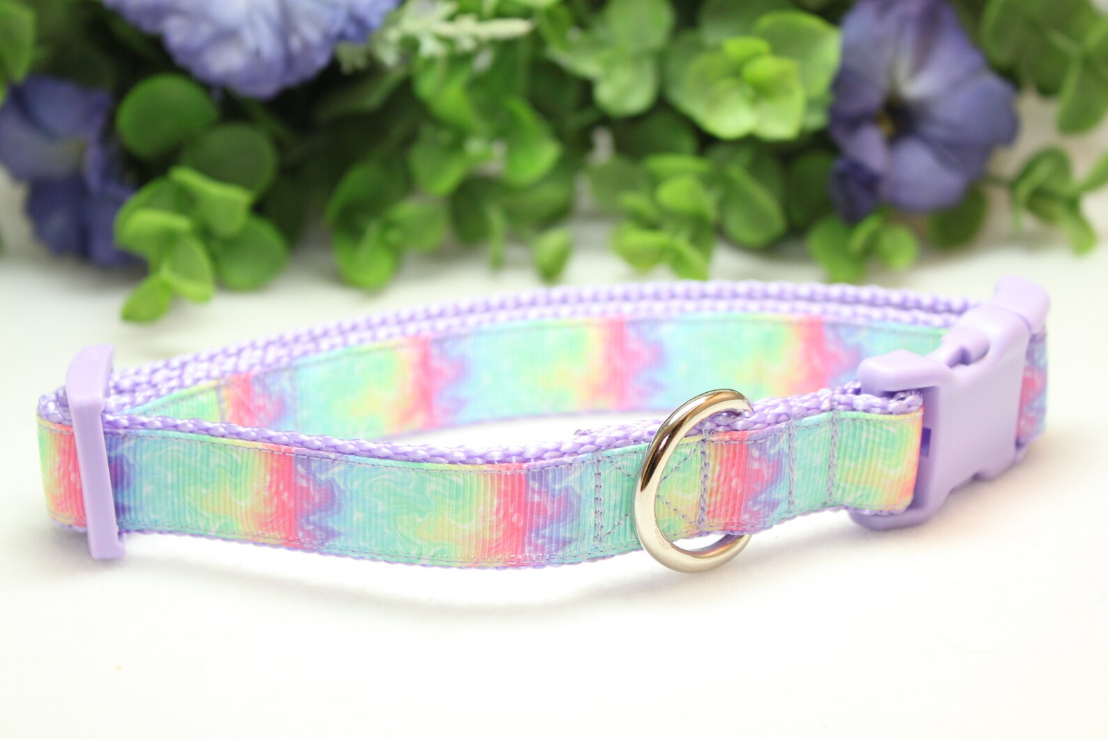 Adjustable Pastel Rainbow Dog Collar Available in 4 Sizes Etsy