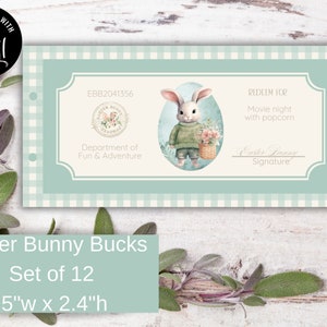EDITABLE Easter Bunny Bucks Easter Bunny Dollar Bill Personalize with Corjl Easter Egg Filler Kids Easter Activity Coupon Instant Download