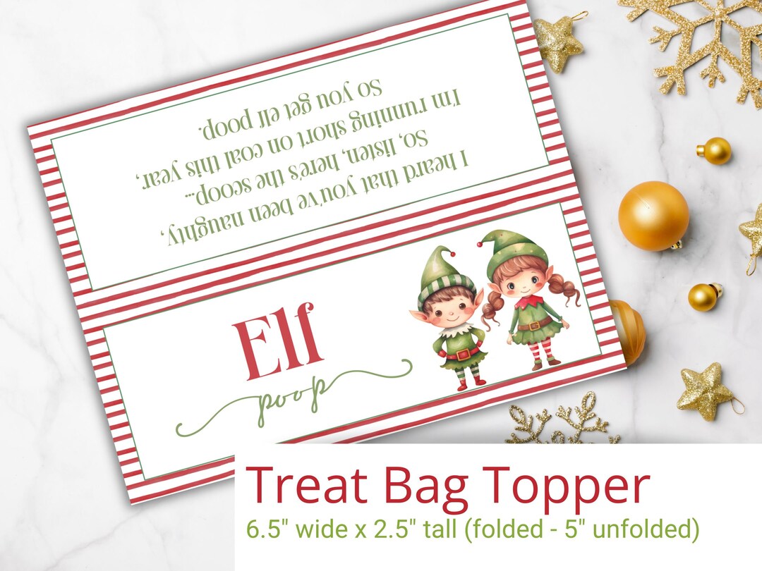 PRINTABLE Elf Poop Treat Bag Christmas Toppers Elf Christmas - Etsy