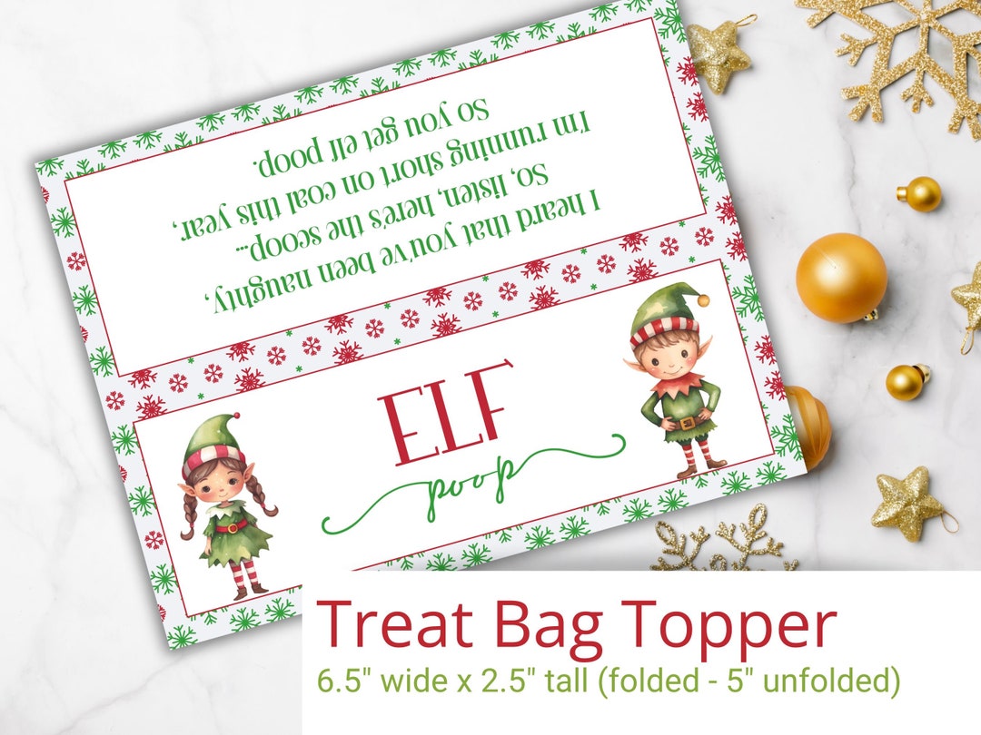PRINTABLE Elf Poop Treat Bag Christmas Toppers Elf Christmas Party ...