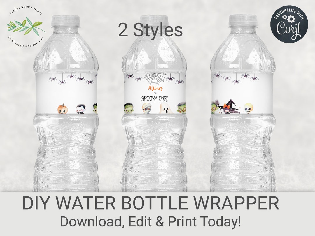 EDITABLE Custom Water Bottle Wrap Printable Spooky One - Etsy