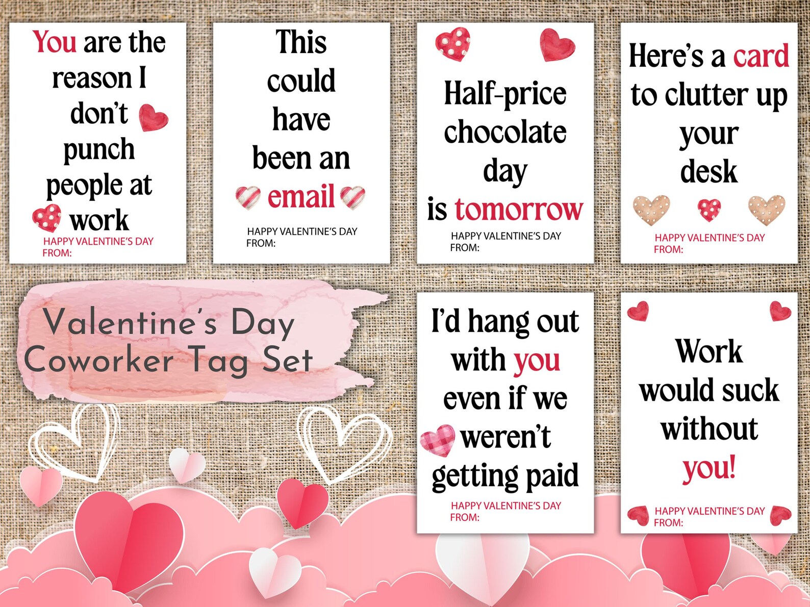 PRINTABLE Funny Coworker Valentines Set for Boss, Colleagues and ...