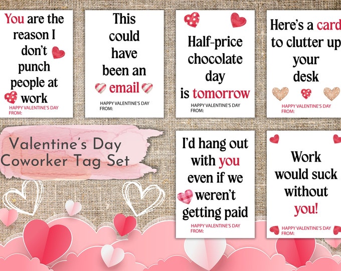 PRINTABLE Funny Coworker Valentines Set for Boss, Colleagues and