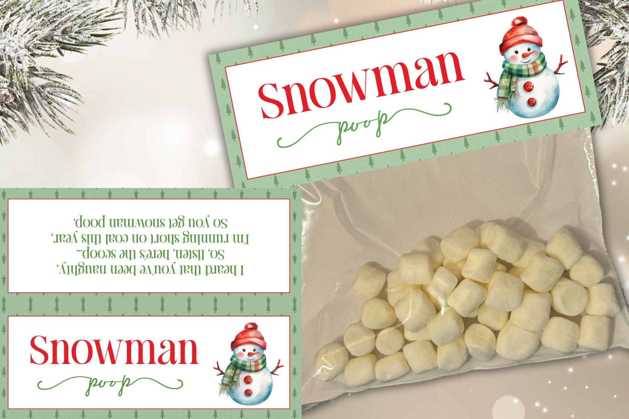 PRINTABLE Snowman Poop Treat Bag Christmas Toppers Snowman Christmas ...