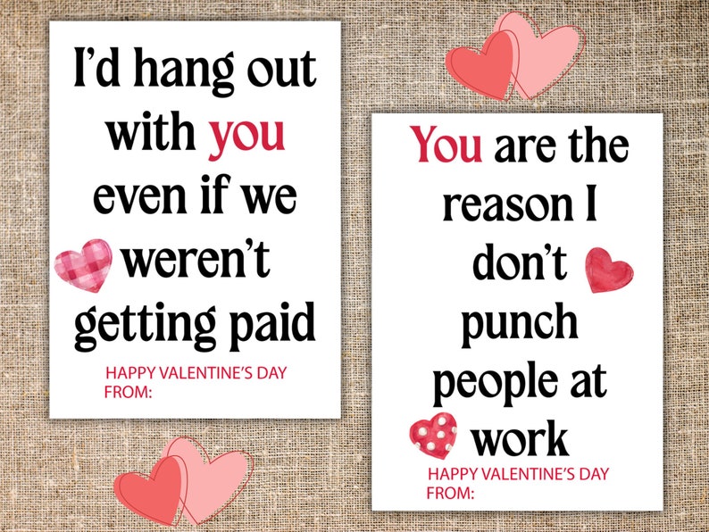 PRINTABLE Funny Coworker Valentines Set for Boss, Colleagues and ...