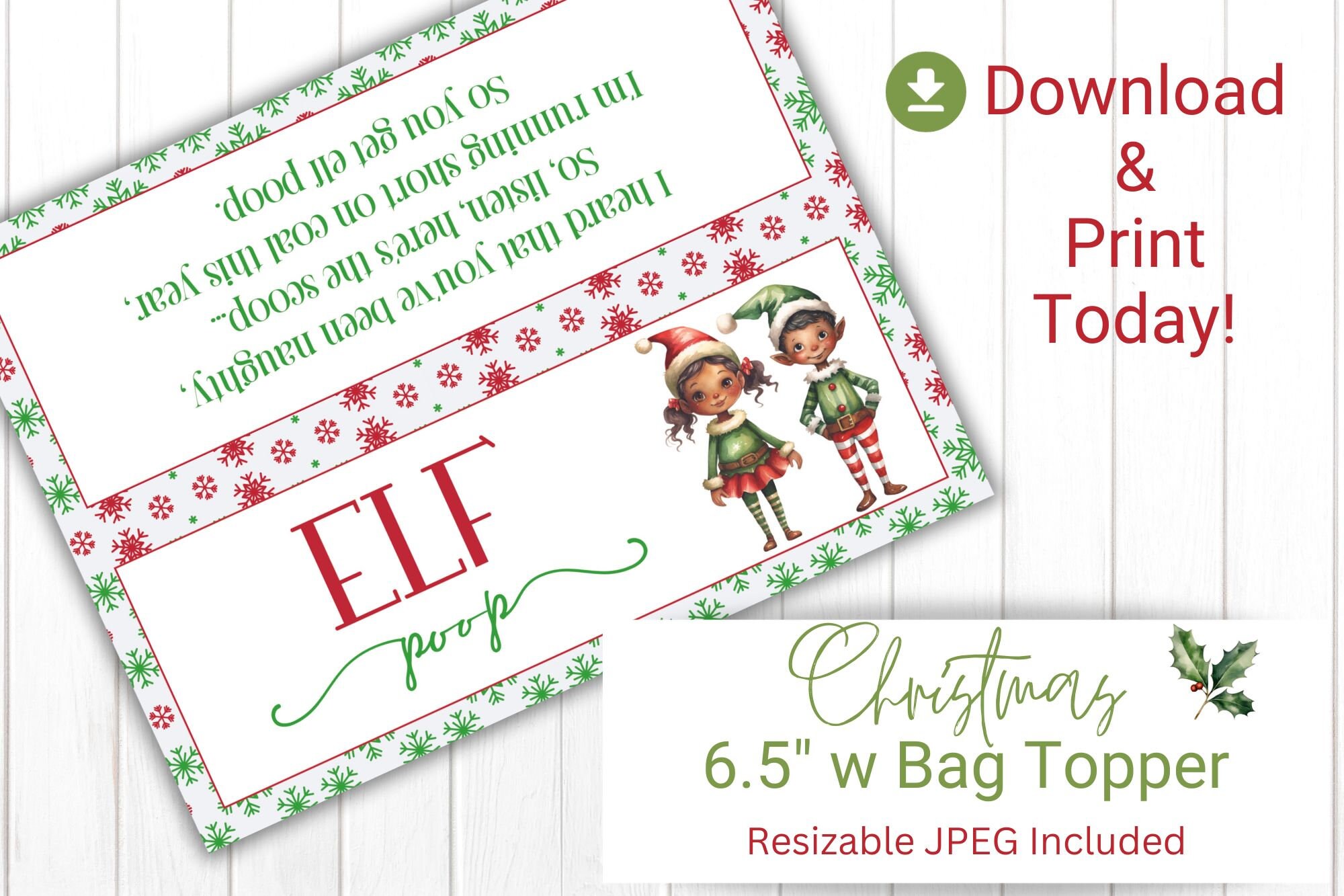 PRINTABLE Elf Poop Treat Bag Christmas Toppers Elf Christmas Party ...