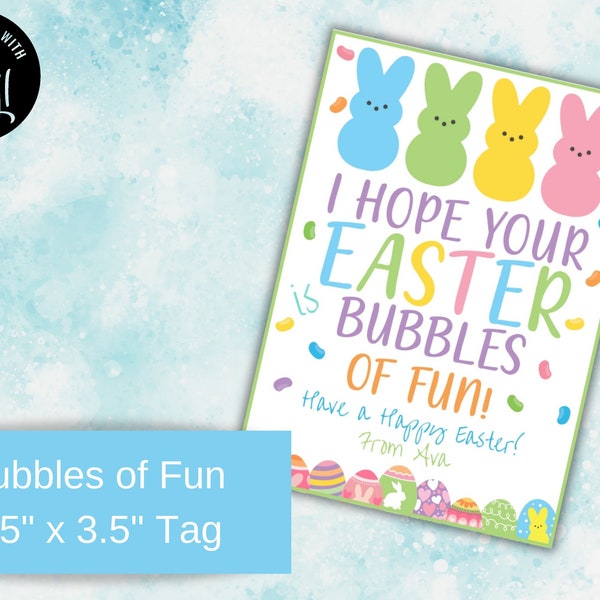 EDITABLE Easter Bubbles Tag Printable Easter Tag Easter Gift for Kids Printable Bubble Tag School Favor Tag Classroom Treat Bags