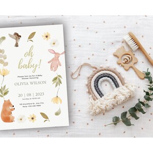 Invitation de fête de naissance chic | Modèle imprimable | Non sexiste ou personnalisé | Téléchargement instantané | Invitation Baby Sprinkle modifiable