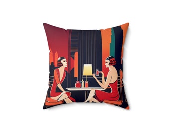 Art Deco Inspired Spun Polyester Square Pillow