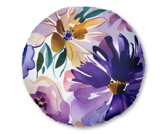 Coussin de sol capitonné Purple Passion, rond