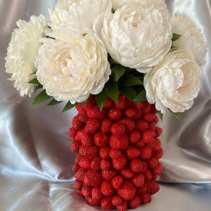 Strawberry vase handmade plaster art