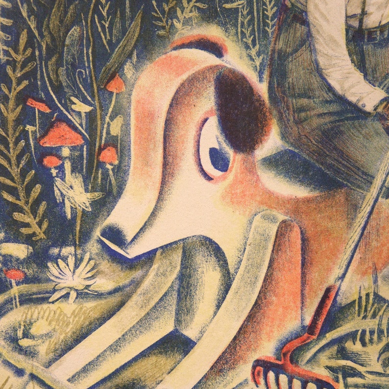 Risograph print Rabbit Garden